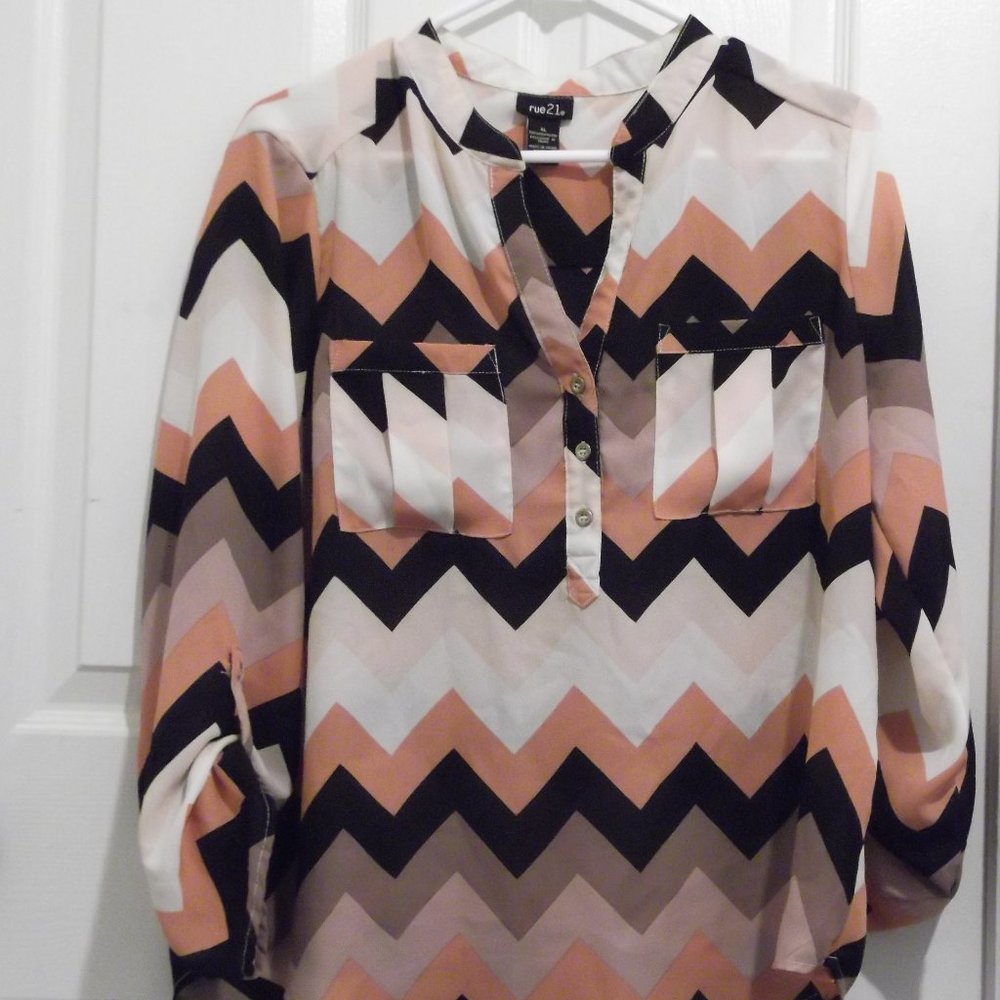 Pink, black,white and light purple chevron shirt